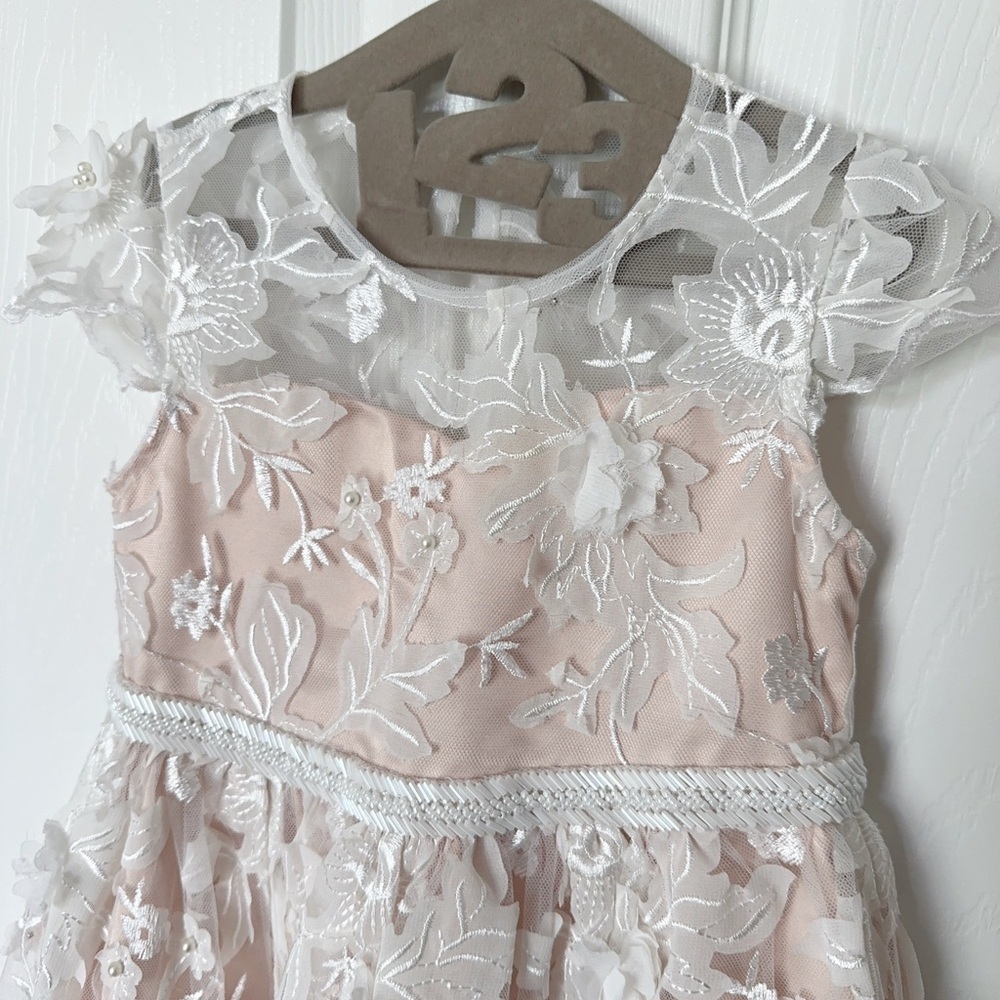 Rare Editions Gold and Pink Ruffled Tiered Dress - Picture 3 of 11